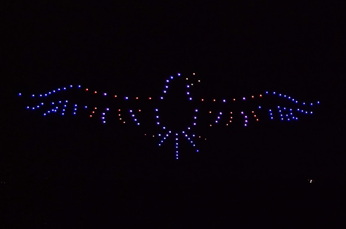 Still image of drone show at Hitachi Energy Employee Picnic