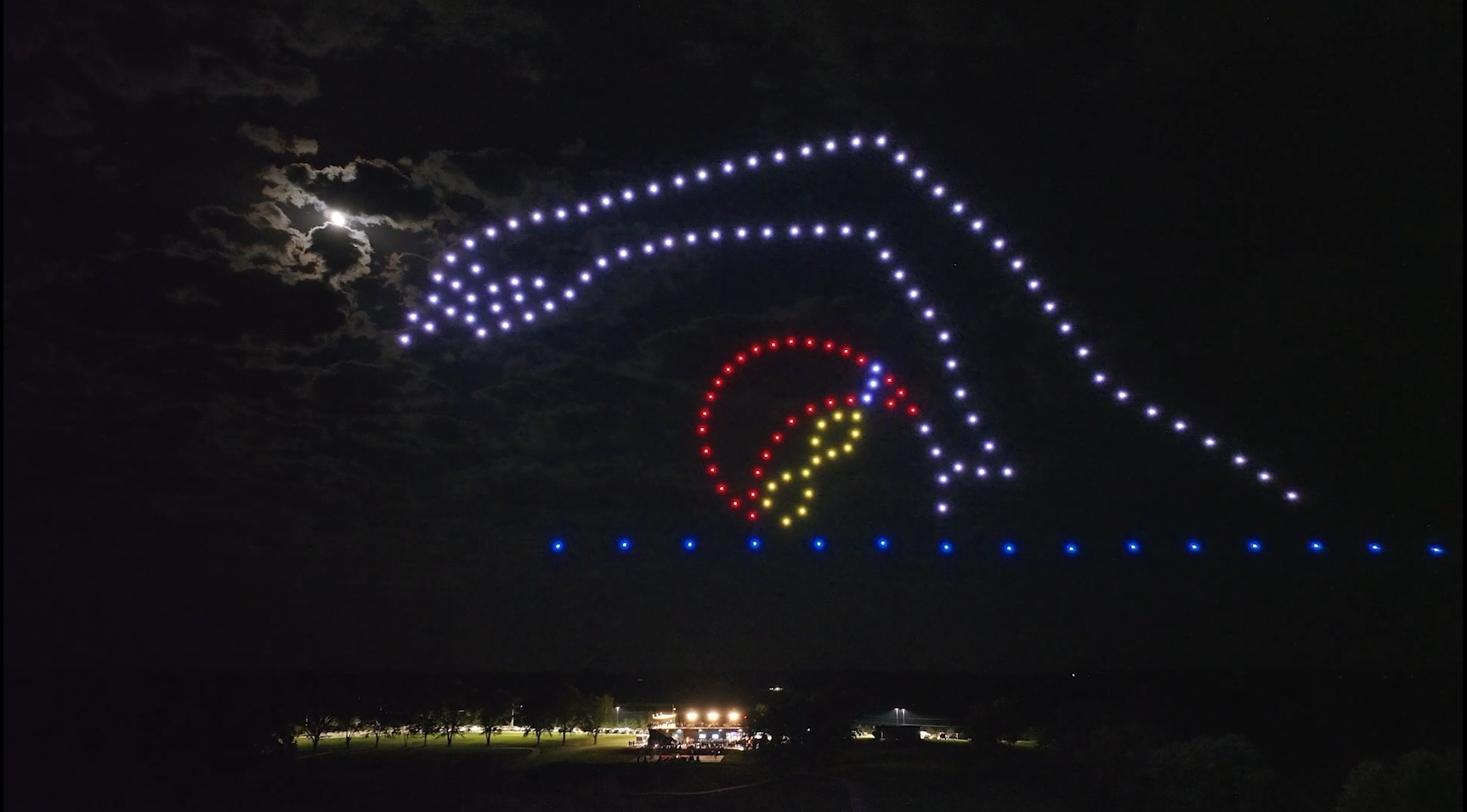 Still image of drone show at State Tech Missouri